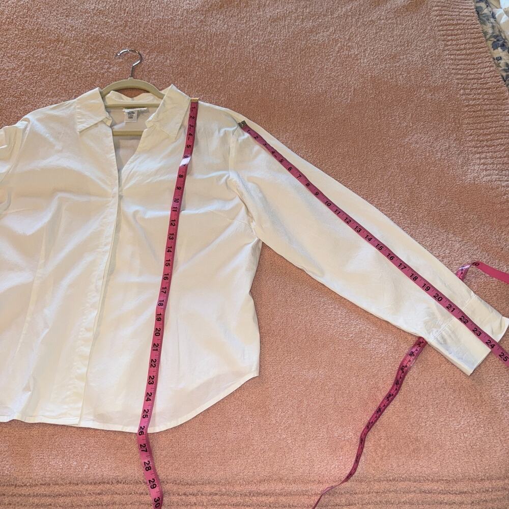 Coldwater Creek Womens White Button Up Shirt Size XL Cotton Stretch Career Work - Picture 9 of 9